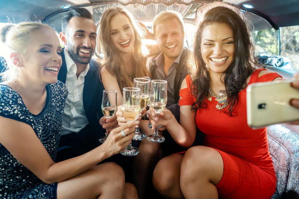 A group of Friends enjoy the party with private car service Las Vegas